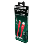 Wholesale-Volkano 20084-RD Slim Series Flat PVC Lightning Cable 1.2m - Red-Electro Vision Inc