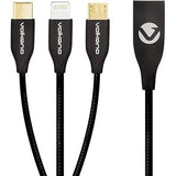 Wholesale-Volkano 20096-BK Charge Cable 4 FT Micro USB, Lightning & Type C - 3 in 1-Electro Vision Inc