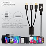 Wholesale-Volkano 20096-BK Charge Cable 4 FT Micro USB, Lightning & Type C - 3 in 1-Electro Vision Inc