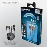 Wholesale-Volkano 20096-BK Charge Cable 4 FT Micro USB, Lightning & Type C - 3 in 1-Electro Vision Inc