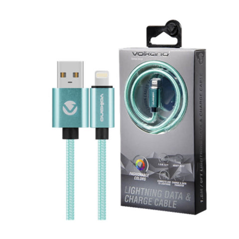 Wholesale-Volkano 20215-TL-US Fashion series cable Lightning 1.8m ? Teal-Electro Vision Inc
