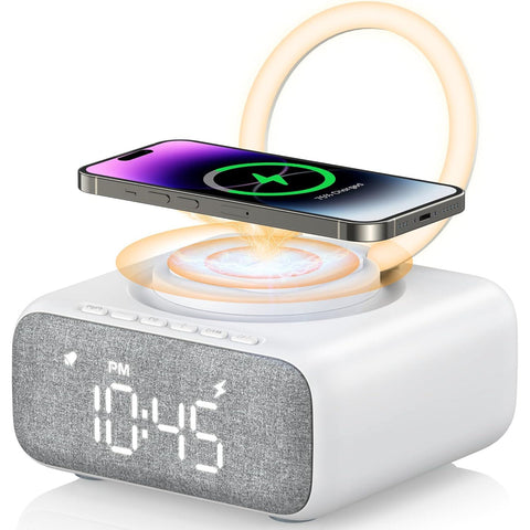 Wholesale-Volkano VK-8260-WT Fantasy Series 6-in-1 Alarm Clock White-Electro Vision Inc