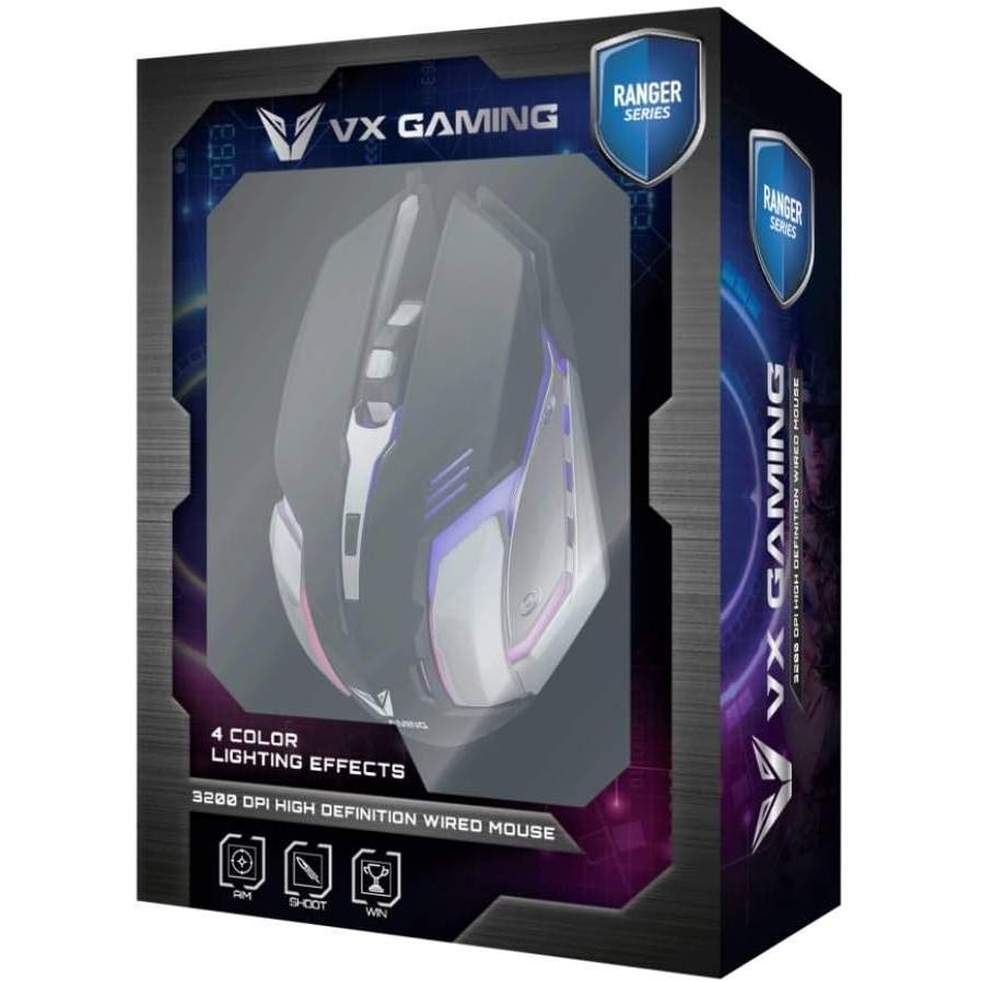 Wholesale-Volkano VX138BKSL Gaming Ranger series Gaming Mouse - Black/Silver-Gaming Mouse-Electro Vision Inc
