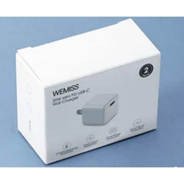Wholesale-Wemiss Mini 20W Fast USB-C Wall Chargers 2-Pack-Charger-Electro Vision Inc