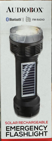 Audiobox Emergency Flashlight Speaker with Solar Silver