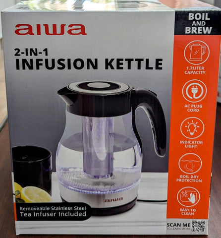 Aiwa WTK11002BLK 2-in-1 Infusion Tea Kettle - 1.7L