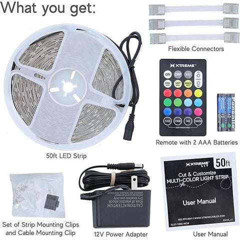 Wholesale-Xtreme XTR-XLS7-1002-RGB LED Light Strip 50 FT-Electro Vision Inc