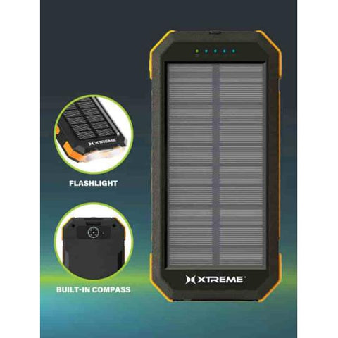 Wholesale-Xtreme Xtr-XBB81028BLK Solar Power Bank 20,000 mAh USB-C USB-A -20W-Electro Vision Inc