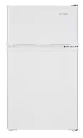 Avanti RA31B0W 2 Door Mini Fridge, Auto Defrost, True Top Freezer, 3.1 CF