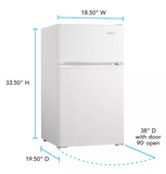 Avanti RA31B0W 2 Door Mini Fridge, Auto Defrost, True Top Freezer, 3.1 CF