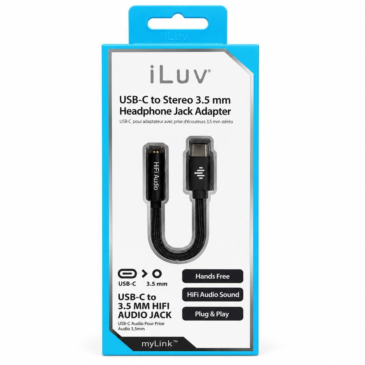 Wholesale-iLuv I115ADBK USB-C to 3.5 mm Headphone Jack Adapter-Audio Adapter-Electro Vision Inc