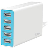 Wholesale-iLuv 5 Port Compact Sized USB Charger White-Charger-Electro Vision Inc