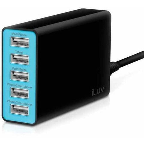 Wholesale-iLuv 5 Port Compact Sized USB Charger for-UL - Black-Charger-Electro Vision Inc