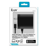 Wholesale-iLuv AD545CULBK charger w/USB C cable 45W PD AC-Electro Vision Inc