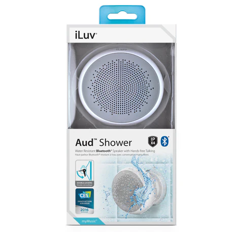 Wholesale-iLuv AUDSHWRWH AudMini Smart Portable Water Resistant Bluetooth Speaker-Bluetooth Speaker System-Electro Vision Inc