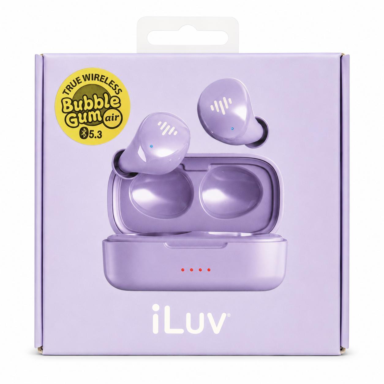 Wholesale-iLuv BBGTWSAIRPU Bubble Gum True Wireless Bluetooth 5.0 Earphone IPX6 - Purple-Earbuds | Headphone-Electro Vision Inc