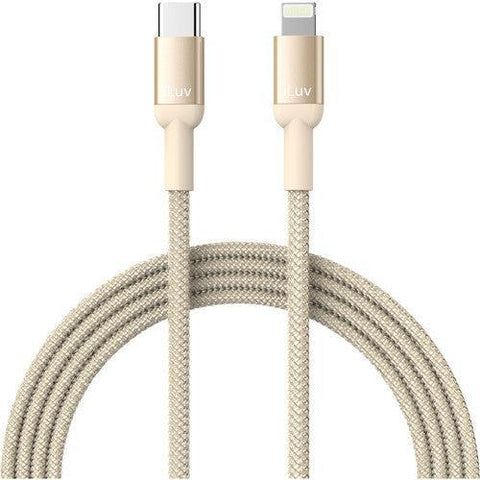 Wholesale-iLuv ICB274GD Premium MFI ligtning to USB C cable-3ft Gold-Electro Vision Inc