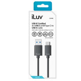 Wholesale-iLuv ICB58BK Sync & Charge Cable (3 ft) - USB-C to USB-A-Electro Vision Inc