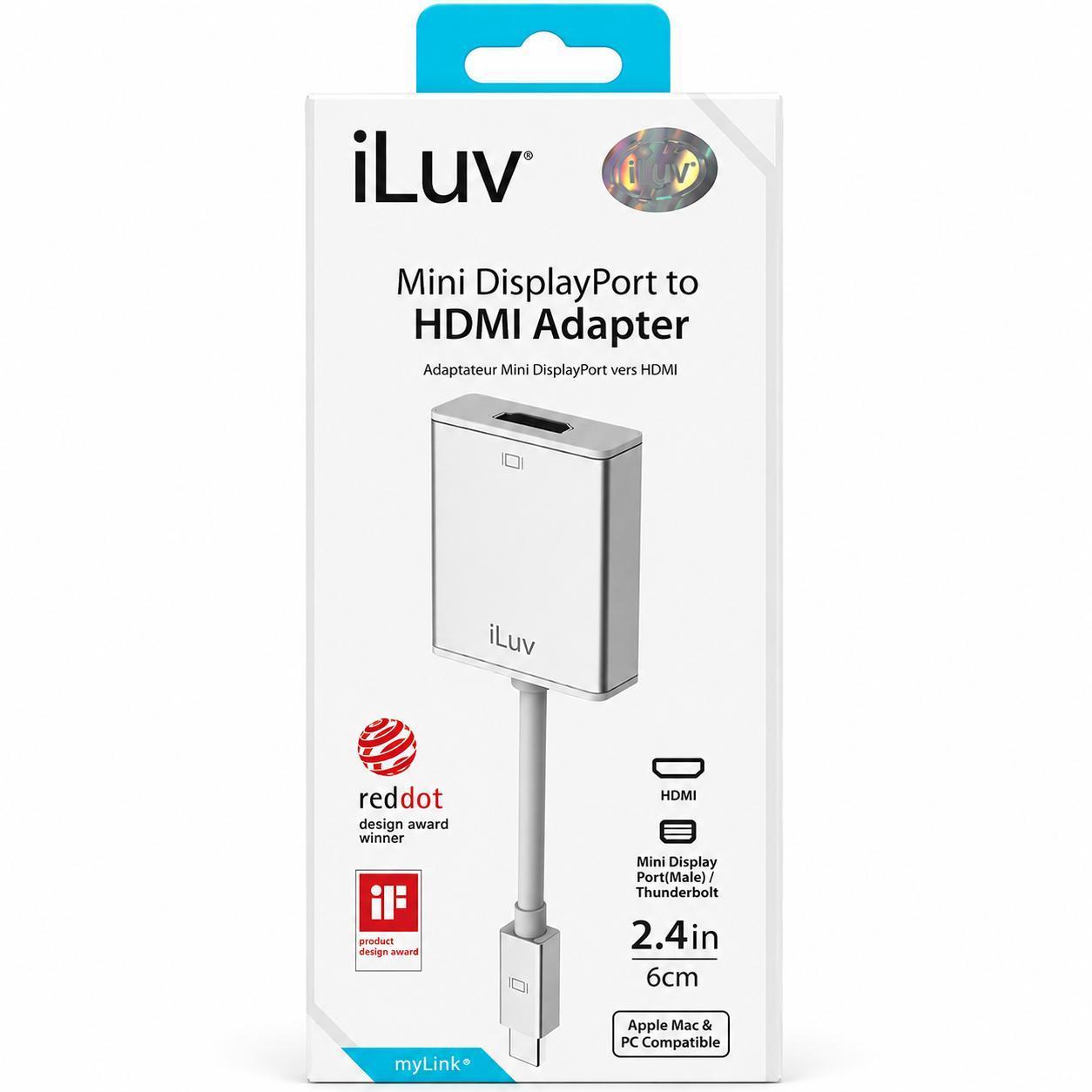 Wholesale-iLuv ICB703WHT Mini DisplayPort to HDMI Adapter - White-HDMI Adapter-Electro Vision Inc