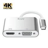 Wholesale-iLuv ICB712WH Premium USB3.1 C to HDMI&VGA adaptor Aluminium housing-Adapters-Electro Vision Inc