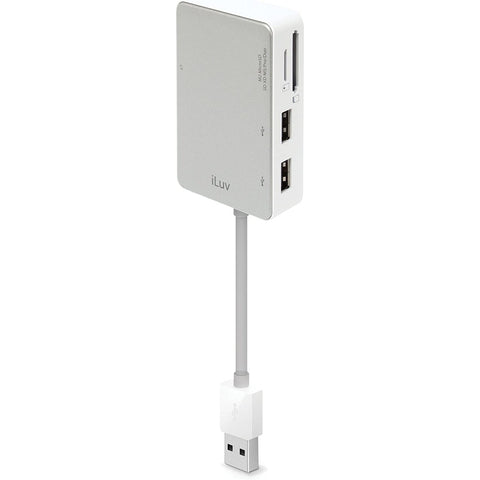 Wholesale-iLuv ICB718WHT Card Reader with 2 USB Ports White-Card Reader-Electro Vision Inc