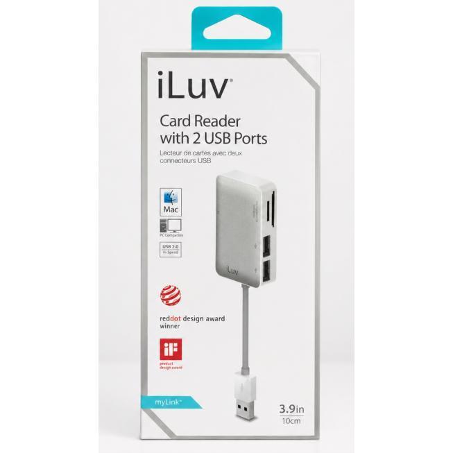 Wholesale-iLuv ICB718WHT Card Reader with 2 USB Ports - White-USB Ports-Electro Vision Inc