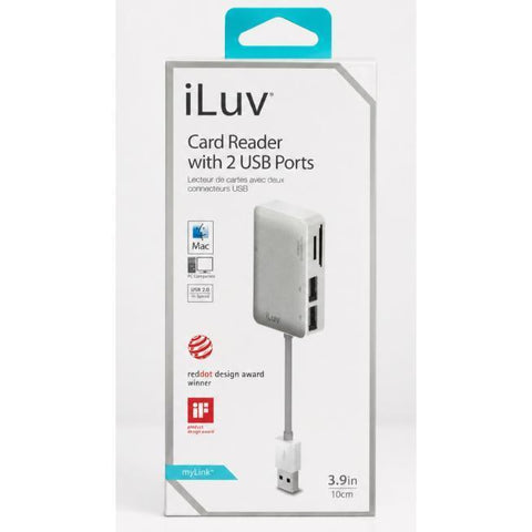 Wholesale-iLuv ICB718WHT Card Reader with 2 USB Ports - White-USB Ports-Electro Vision Inc