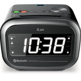 Wholesale-iLuv MORCAL2HULBK BT FM alarm clock w/1.4" white led disp. Hotel Black-Alarm Clock-Electro Vision Inc