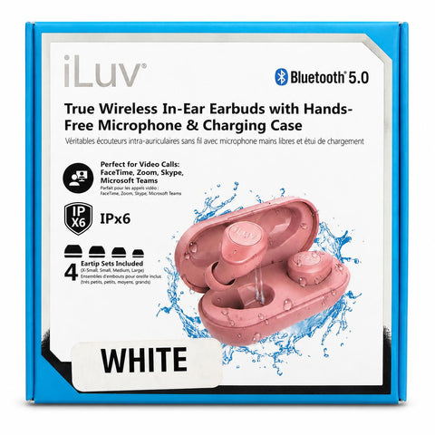 Wholesale-iLuv TRUEBTAIR Bluetooth Earbuds with Charging Case WHITE-Bluetooth Audio-Electro Vision Inc