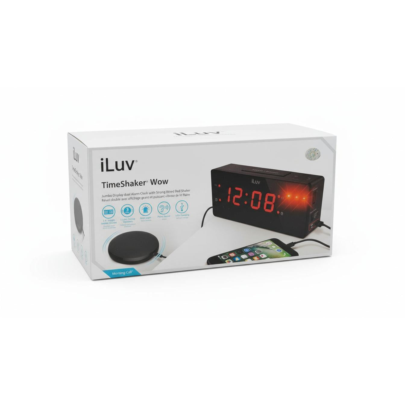 Wholesale-iLuv TSBOOMHULBK Jumbo LED Dual Alarm Clock 1.4"-Alarm Clock-Electro Vision Inc