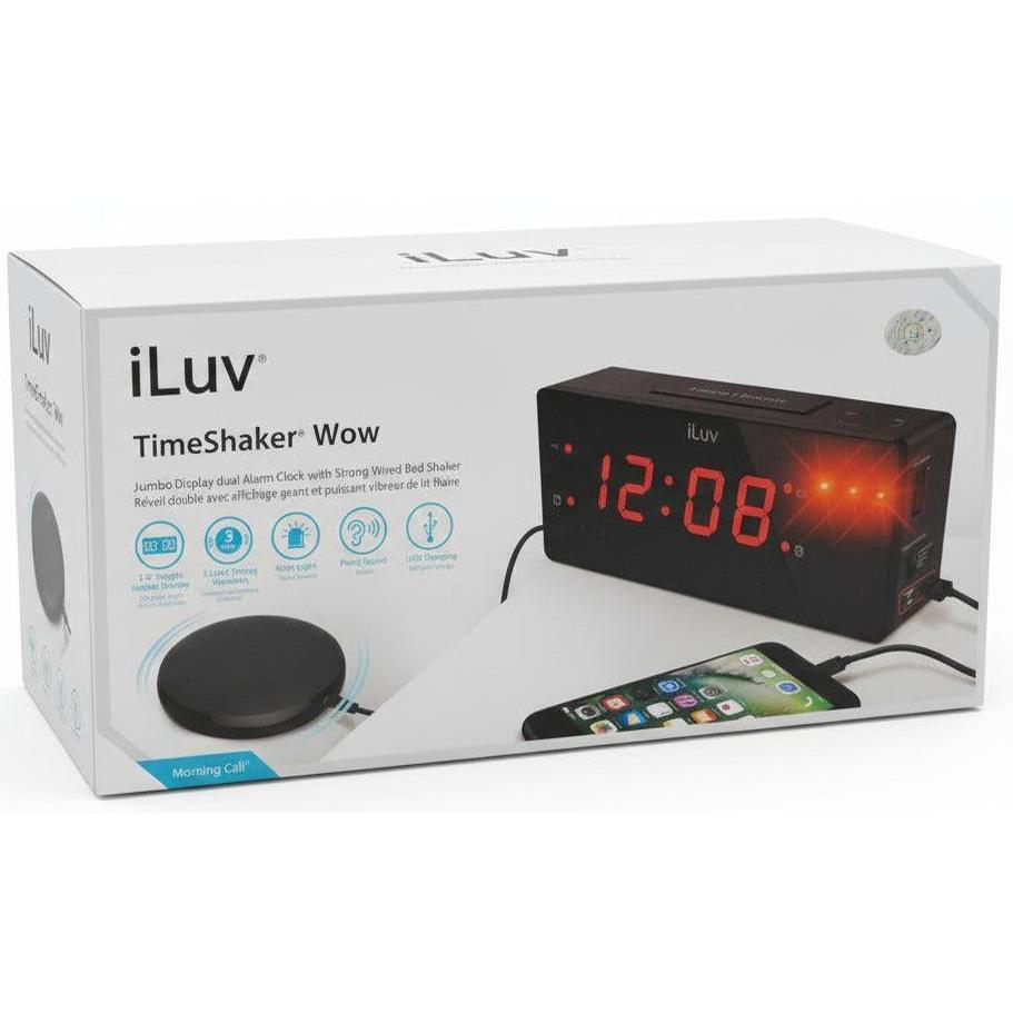 Wholesale-iLuv TSBOOMWULBK Dual Alarm Clock with 1.4" Jumbo Display Bed Shaker-Alarm Clock-Electro Vision Inc