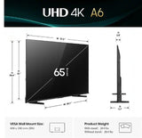 Wholesale-Hisense 65A6NF Class A6 4K UHD LED HDR Smart Fire TV 65"-Smart TV-Electro Vision Inc
