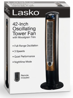 Lasko T42950 Wind Curve Tower Fan with Fresh Air Ionizer - 42"