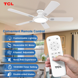 TCL HFS260H0BADWD Ceiling Fan with Light and Remote Control 52" - White