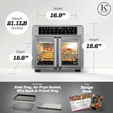 Kitchen Elite AF109FD French Door Air Fryer Oven 26 Qt - Stainless Steel
