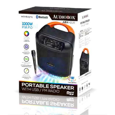 Wholesale-AUDIOBOX ABX85R PORTABLE SPEAKER W USB AND FM RADIO - 8"-Speakers-Electro Vision Inc