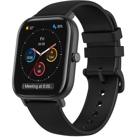 Wholesale-Amazfit - GTS Smartwatch 42mm Aluminum - Obsedian Black With Silicone Band-Smart watch-Electro Vision Inc