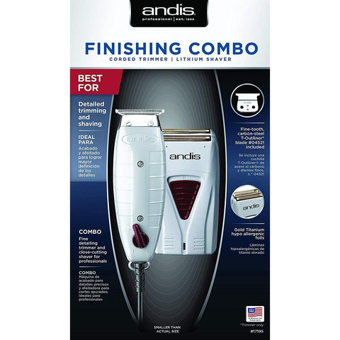 Wholesale-Andis 17195 Finishing Combo Professional T-Outliner Trimmer + Pro Foil Lithium Titanium Foil Shaver-Electro Vision Inc