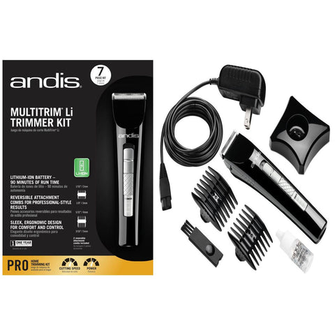 Wholesale-Andis 24505 MultiTrim 7 Piece Lithium-Ion Cordless Hair Trimmer Kit , Black-Hair Clippers & Trimmers-Electro Vision Inc