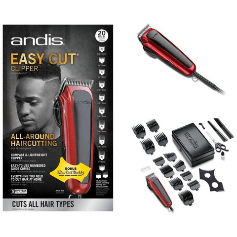 Wholesale-Andis 75360 Adjustable Blade Clipper Easy Cut 20-Piece Haircutting Kit, Red/Black-Hair Clippers & Trimmers-Electro Vision Inc