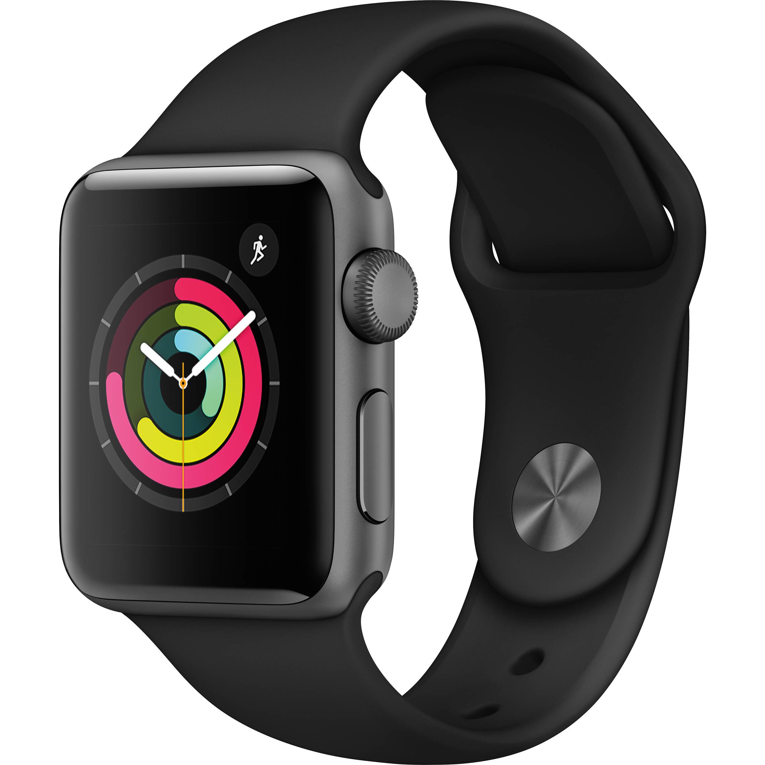 Wholesale-Apple MTF02LL/A Watch Series 3 (GPS, 38mm) - Space Gray Aluminum Case with Black Sport Band-watch-Electro Vision Inc