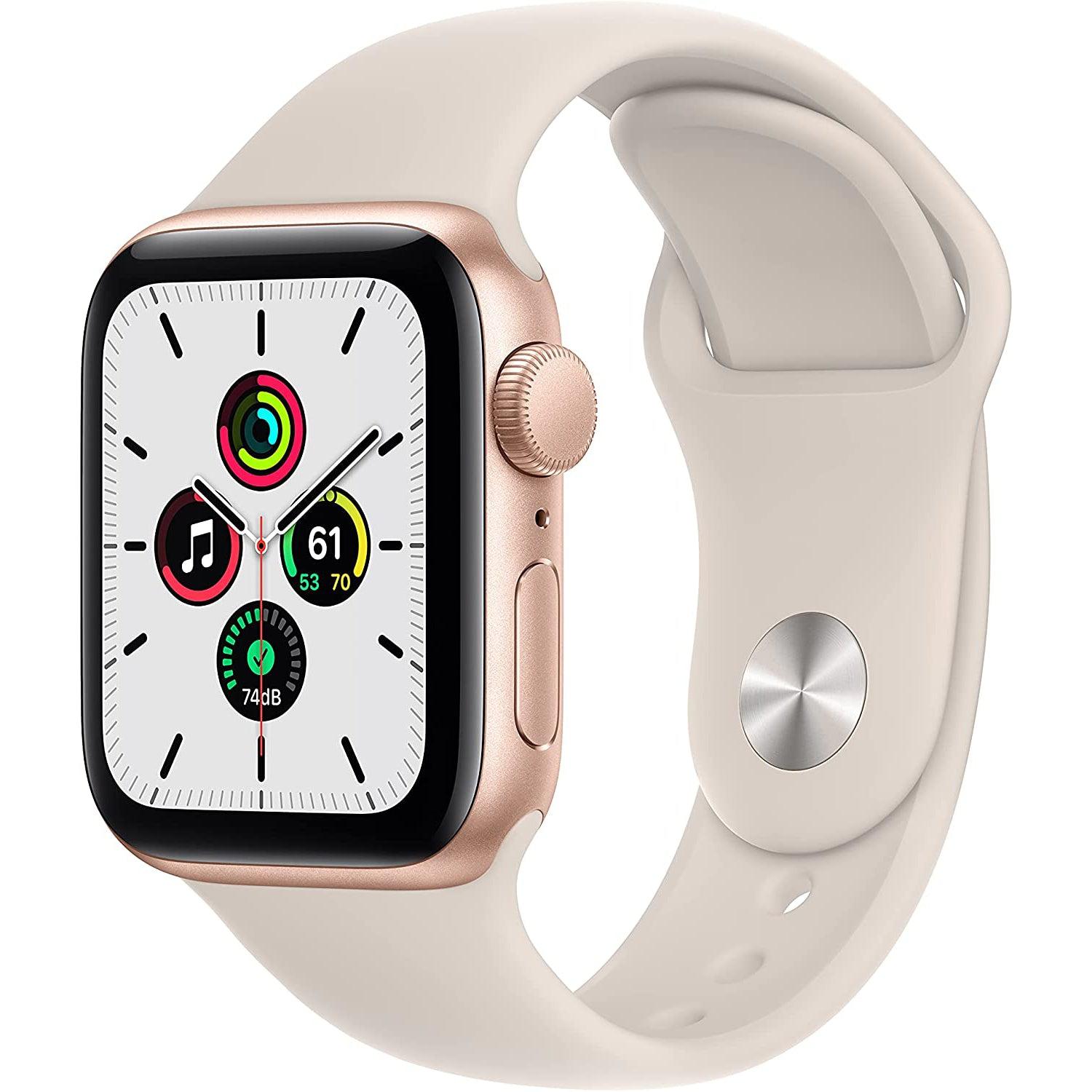 Wholesale-Apple Watch SE MKQ03LL/A (1st Gen) GPS, 40mm Gold Aluminum Case with Starlight Sport Band-Smart watch-Electro Vision Inc