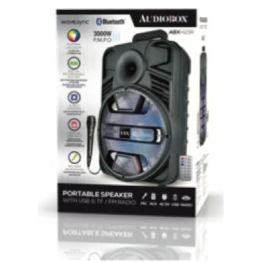 Wholesale-Audiobox ABX121R Portable Bluetooth Speaker W Usb Port Lights Radio W Mic-Bluetooth Audio-Electro Vision Inc