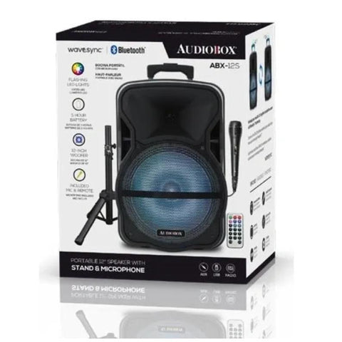 Wholesale-Audiobox ABX12S Speaker W/ Bluetooth, Karaoke, Tripod and Mic 12"-Wireless Karaoke Speaker-Electro Vision Inc