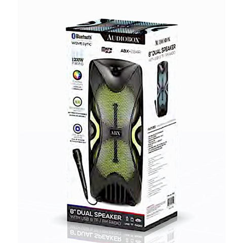 Wholesale-Audiobox ABX284r Dual 8 inch PA Speaker with Lights and Microphone-Speakers-Electro Vision Inc