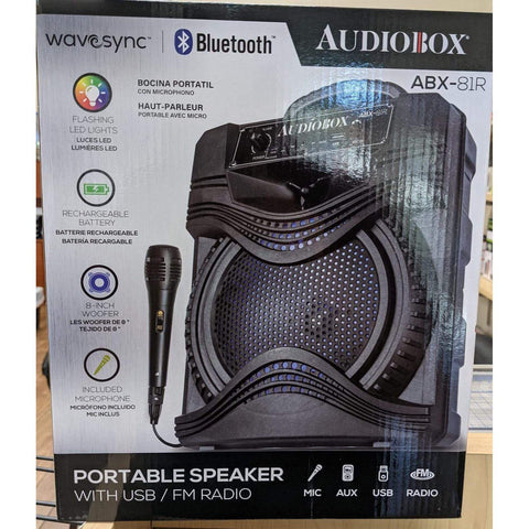 Wholesale-Audiobox ABX81R Portable Speaker 8" W Usb Fm Radio W Mic-Speaker-Electro Vision Inc