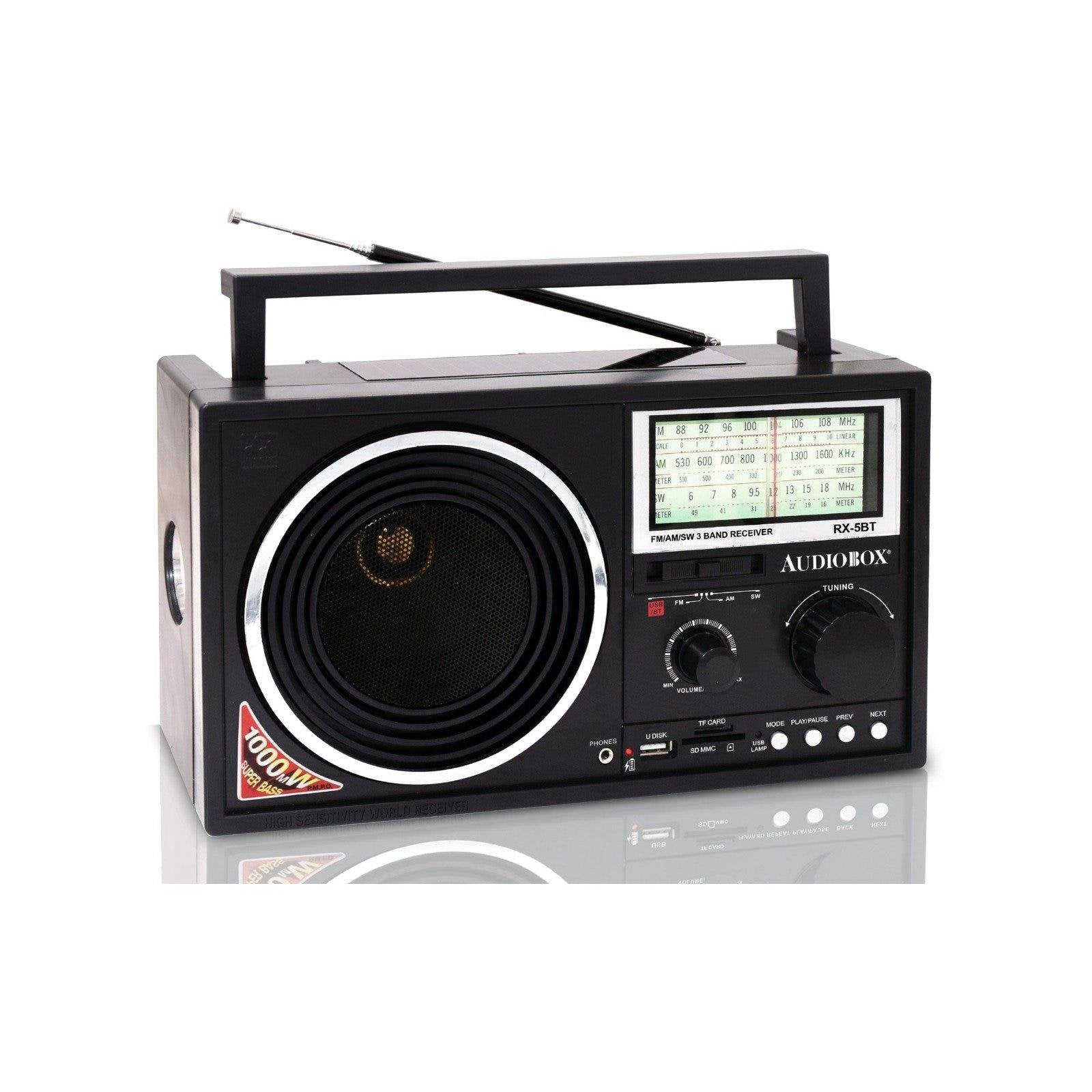 Wholesale-Audiobox RX-5BT - Solar Radio 3 Band Radio with Bluetooth-Electro Vision Inc
