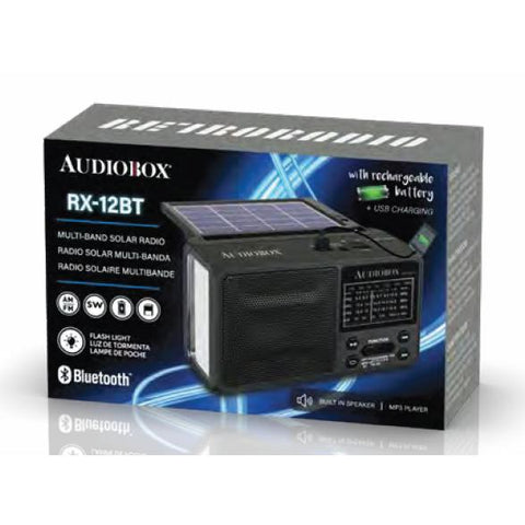 Wholesale-Audiobox RX12BT Rechargeable Multi-Band Solar Radio with Charger-Radio-Electro Vision Inc