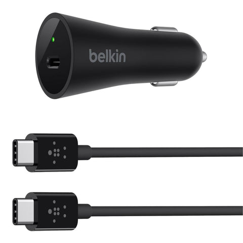 Wholesale-BELKIN F7U026bt04-BLK Car Charger + USB-C Cable - 27W-Electro Vision Inc