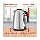 Wholesale-BRENTWOOD KT1792S TEA KETTLE STAINLESS STEEL 1.7L-Electric Kettles-Electro Vision Inc